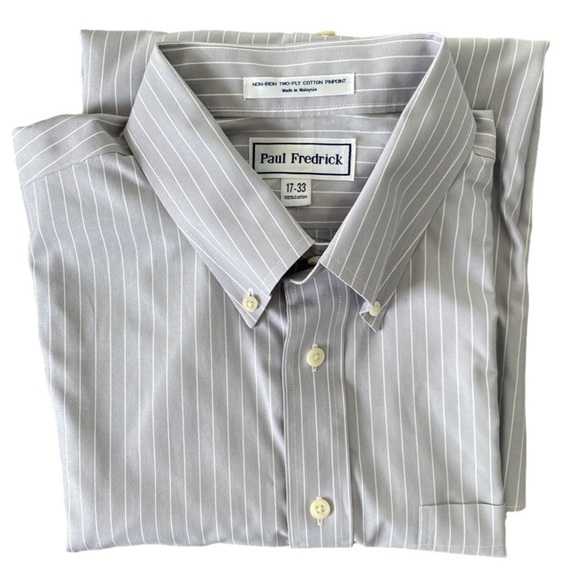 NWOT Paul Fredrick Bundle of 2 Men's Button Down Collar Dress Shirts Size 33-17 - Picture 4 of 5